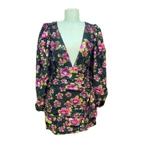 NEW NWT For Love And Lemons Morrison Black Floral Sequin Mini Dress XS